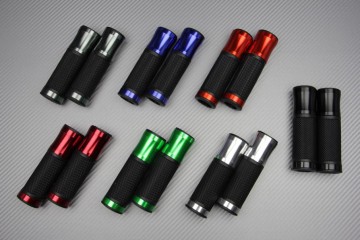 Pair of Aluminum and Rubber Handlebar Grips 22 / 24mm